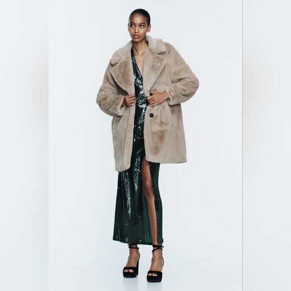Zara NWT ZARA FAUX FUR COAT Bloggers fav - Picture 6 of 15